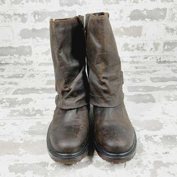 Adam tucker Ledger Brown Leather Block Heel Zip Up Ankle Boots K710 - Picture 3 of 11